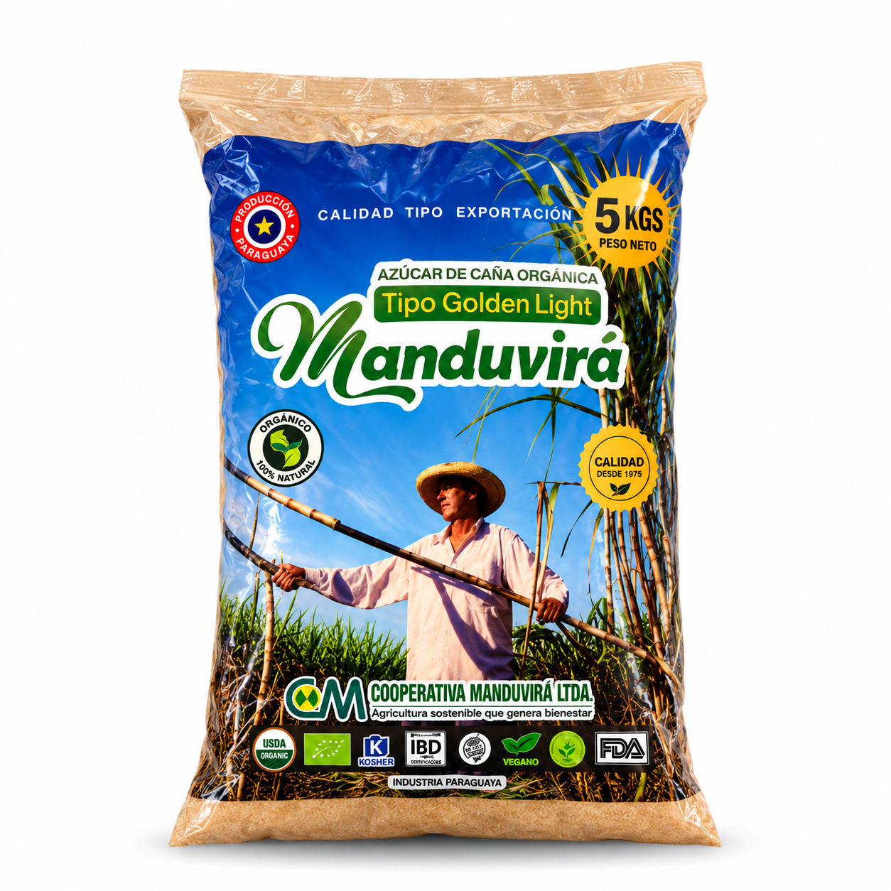 Azúcar Orgánica Manduvirá Golden Light 5 kg